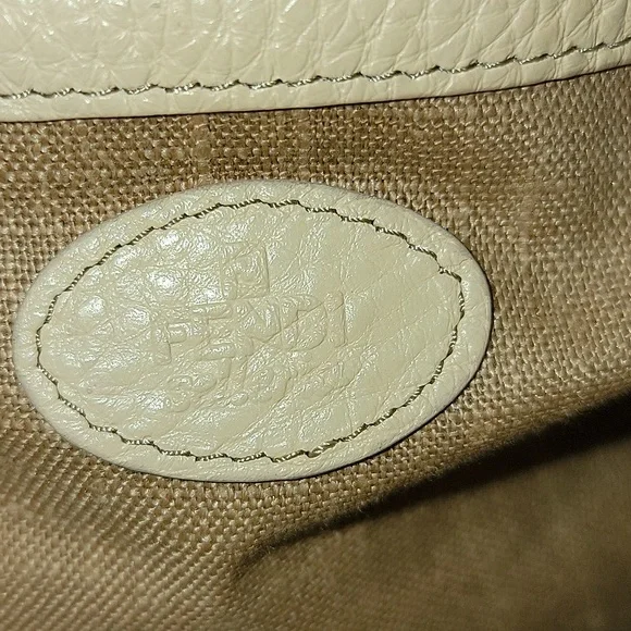 Fendi White Leather Selleria Crossbody Bag Cream